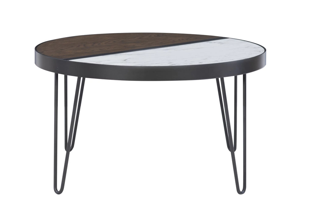 Round Mid-Century Coffee Table with Hairpin Legs, Walnut H531