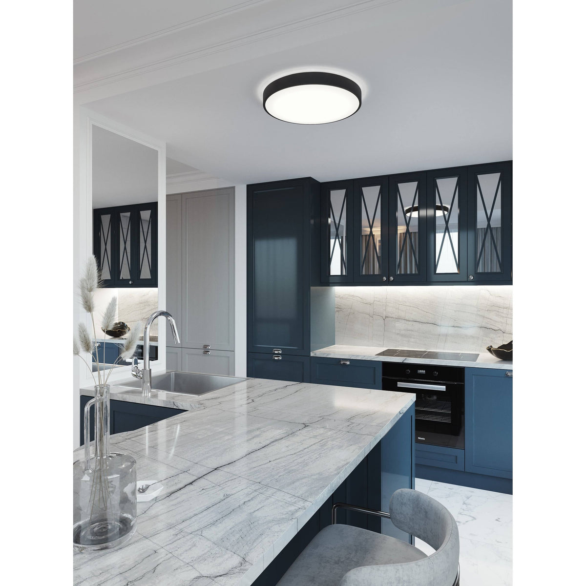 12 in. 2-Light Satin Brass LED Flush Mount L37197