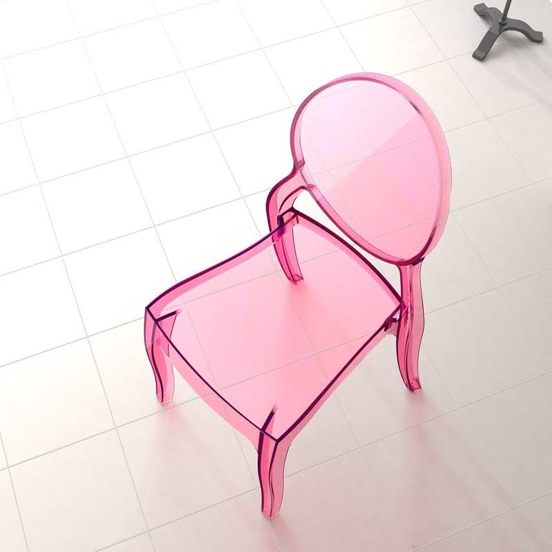 Transparent Pink Polycarbonate Dining Chair, Set of 2 L633609