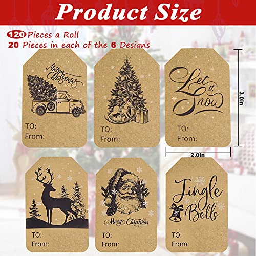 Christmas Gift Tag Stickers 2 x 3 Inch Self-Adhesive 120 Pieces R374136