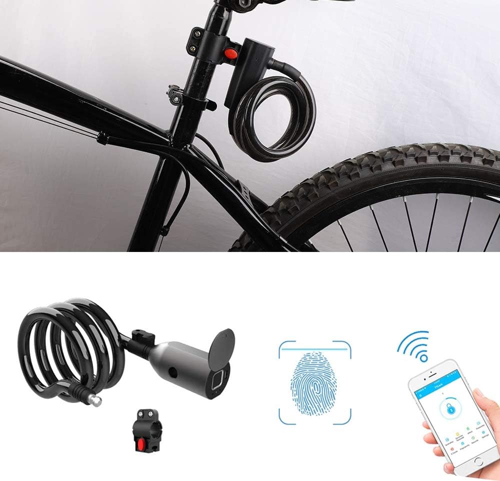 Fingerprint Keyless Steel Cable Bicycle Lock, Pack of 2 Y998290