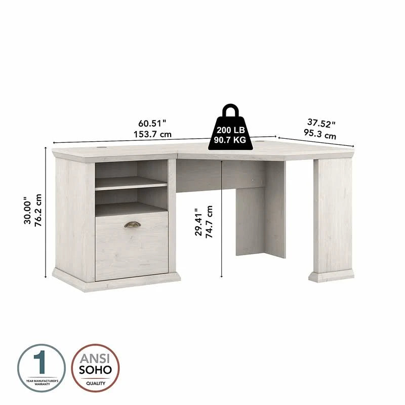 Linen White Oak Corner Desk with Storage O441527