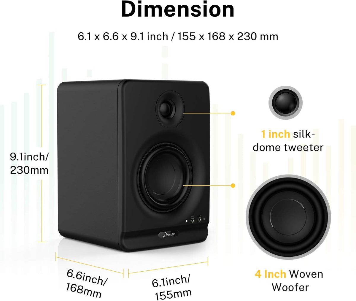 4 Near Field Studio Monitors with Bluetooth, 2-Pack Q155515
