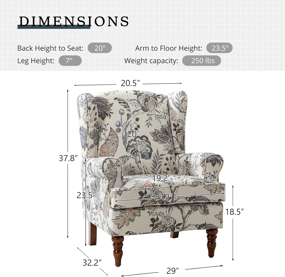 Green Wingback Accent Chair with Wood Legs T2180