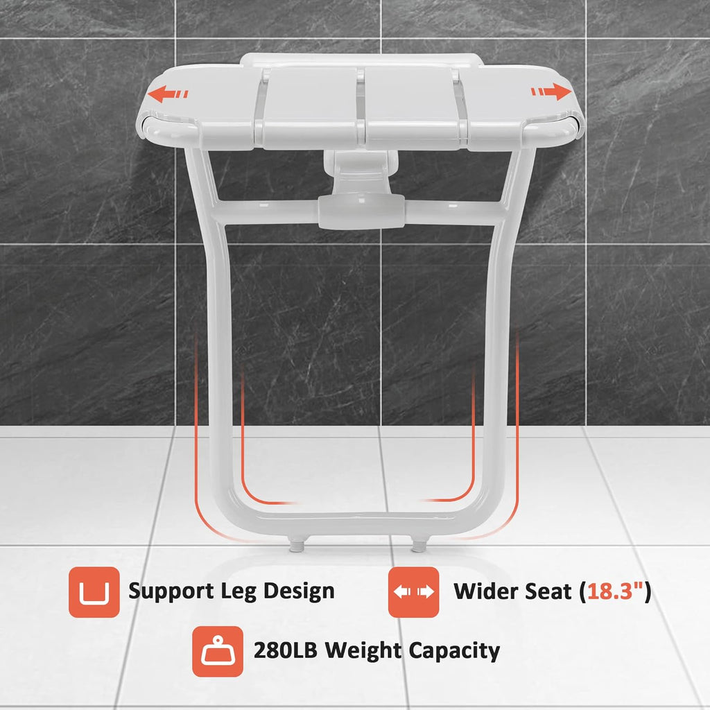 Foldable Shower Seat Bench Wall Mounted White Z4106