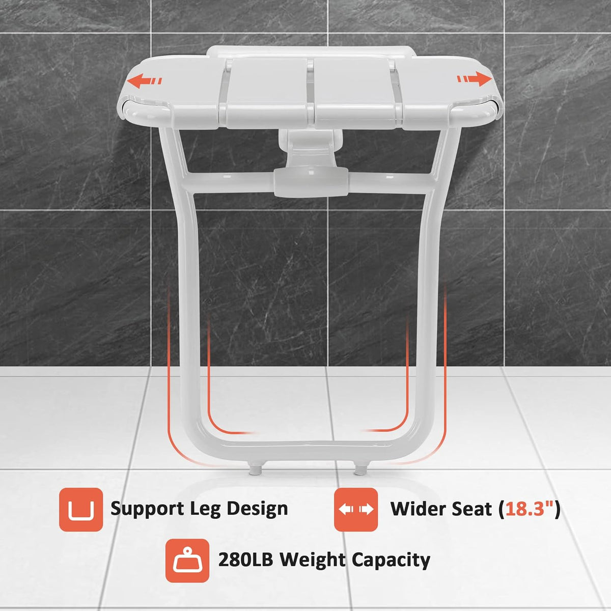 Foldable Shower Seat Bench Wall Mounted White Z4106