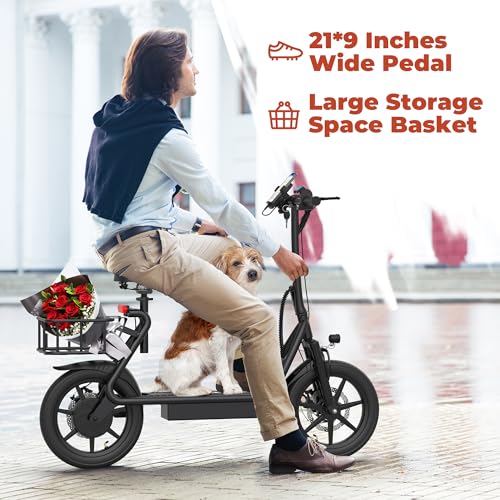 Electric Scooter with Seat, 500W Motor, 14'' Tires, Foldable E26123