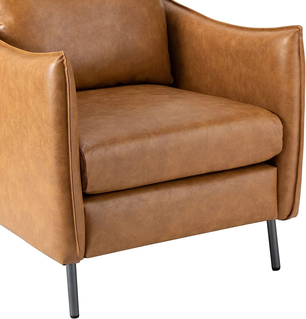 Camel Faux Leather Armchair with Moveable Cushion T61500