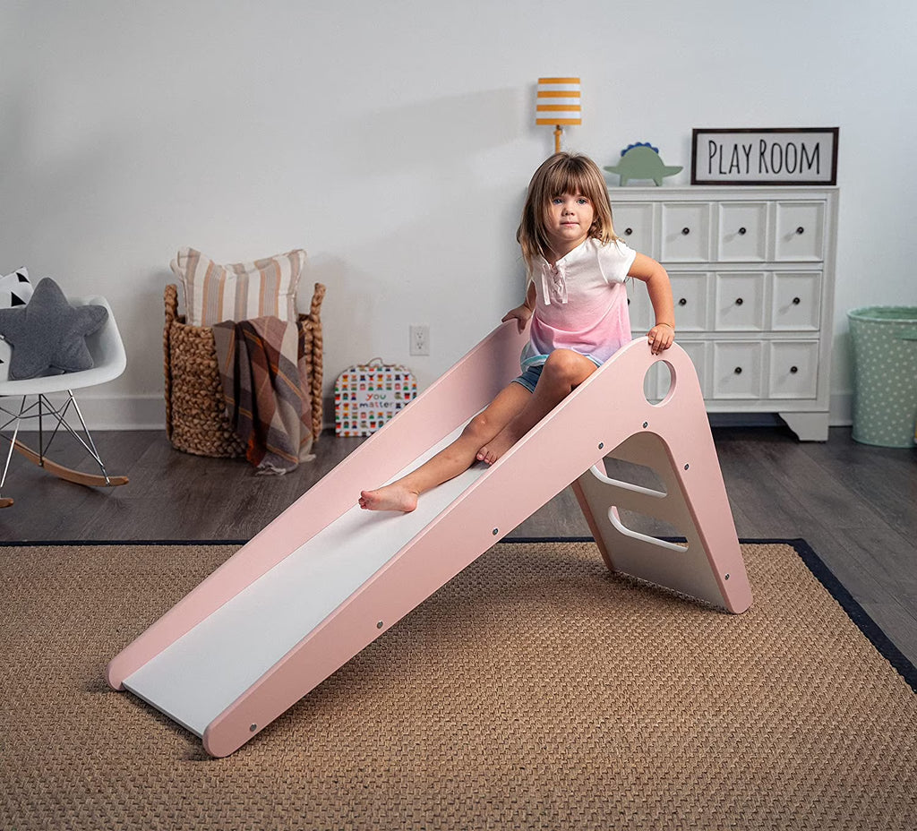 Pink Wooden Indoor Slide for Toddlers G508839