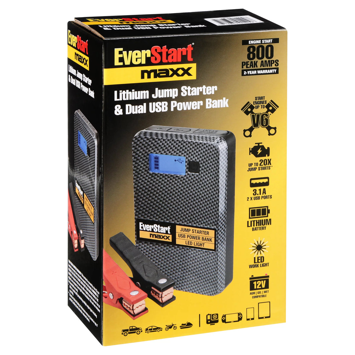 800 Amp 12 Volts Lithium Jump Starter with USB V267744