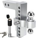 Adjustable Trailer Hitch Ball Mount, 2.5-Inch Receiver, 8-Inch Drop, Forged Aluminum Shank, 2-Inch and 2-5/16-Inch Combo Stainless Steel Tow Balls with Double Pin Key Locks M9498