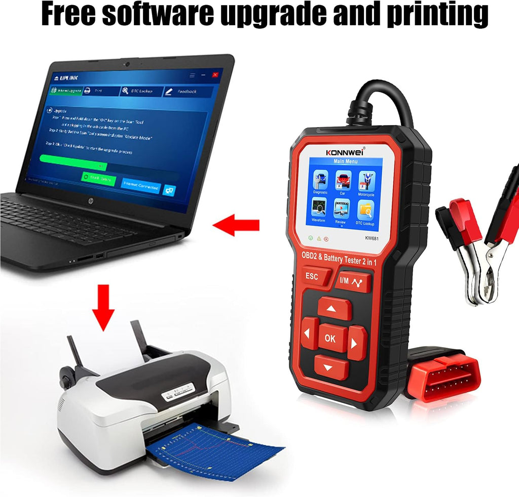 OBD2 Scanner Battery Load Tester 2 in 1 Automotive Diagnostic Scan Tool Pack of 2 R968