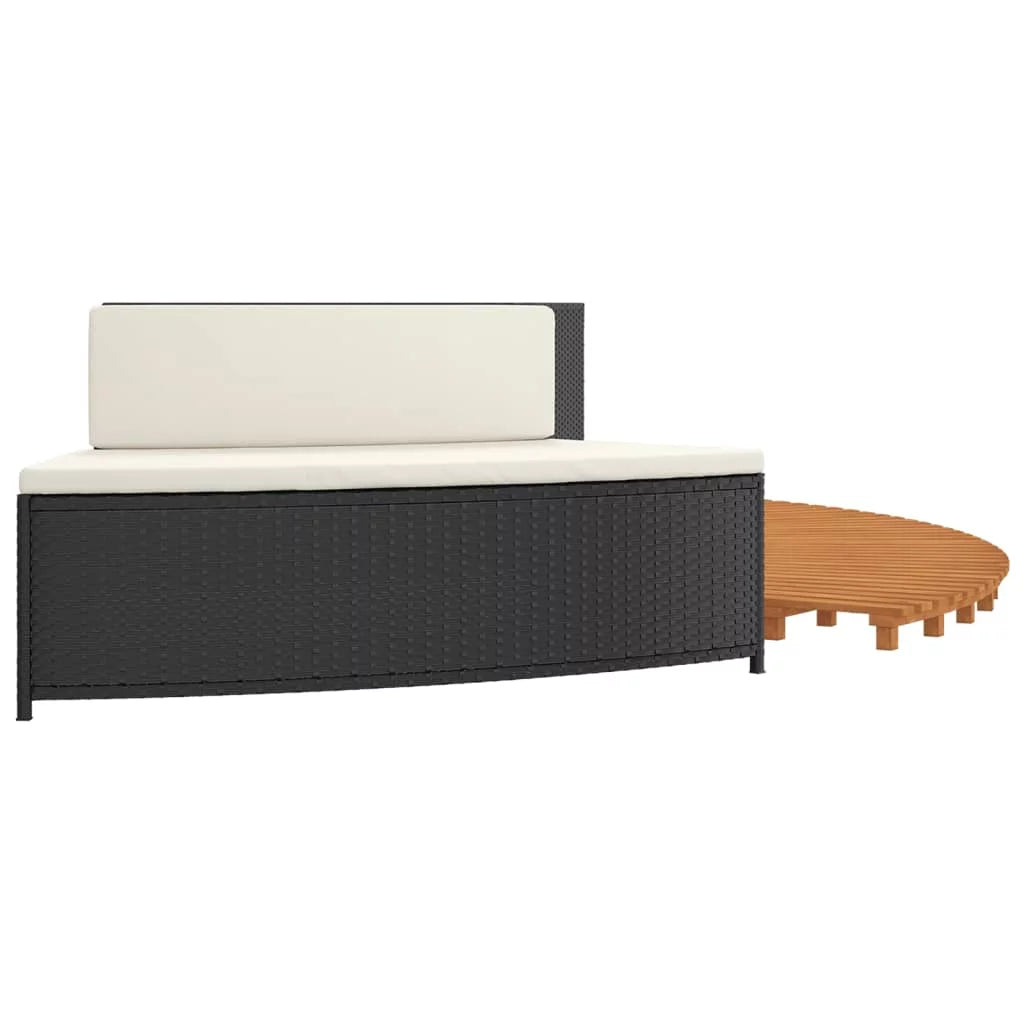 Black Poly Rattan and Solid Wood Acacia Spa Surround M764