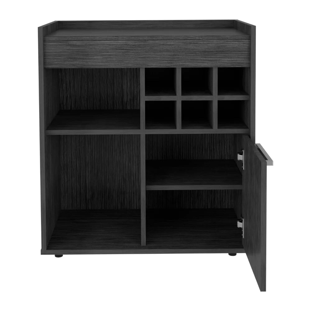 Light Gray Bar Cabinet with Concealed Shelves and Wine Cubbies S2574