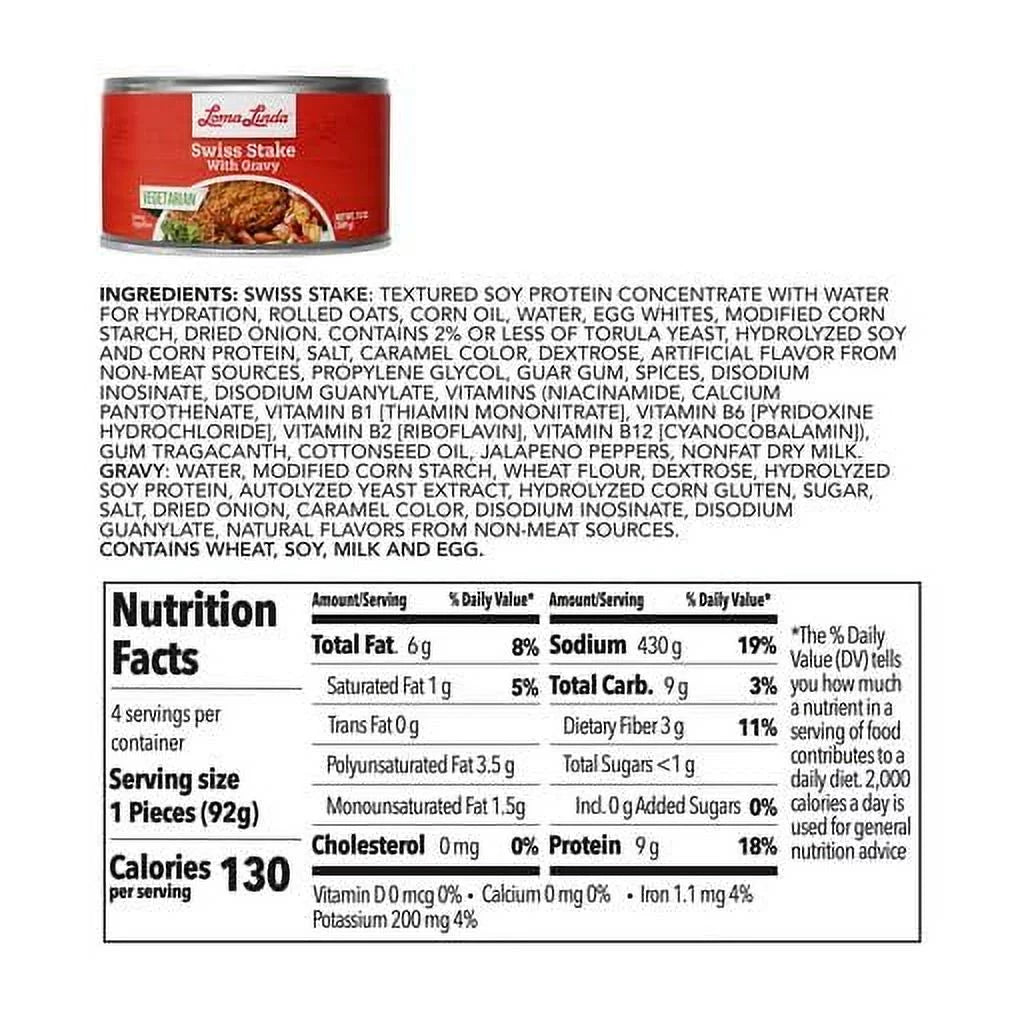 Plant Based Swiss Stake with Gravy 13 oz 6 Pack Q174