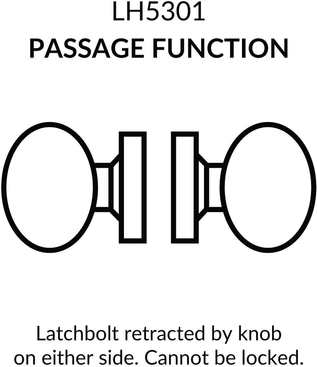 Cylindrical Door Knob Lock Passage Function Polished Brass D6418