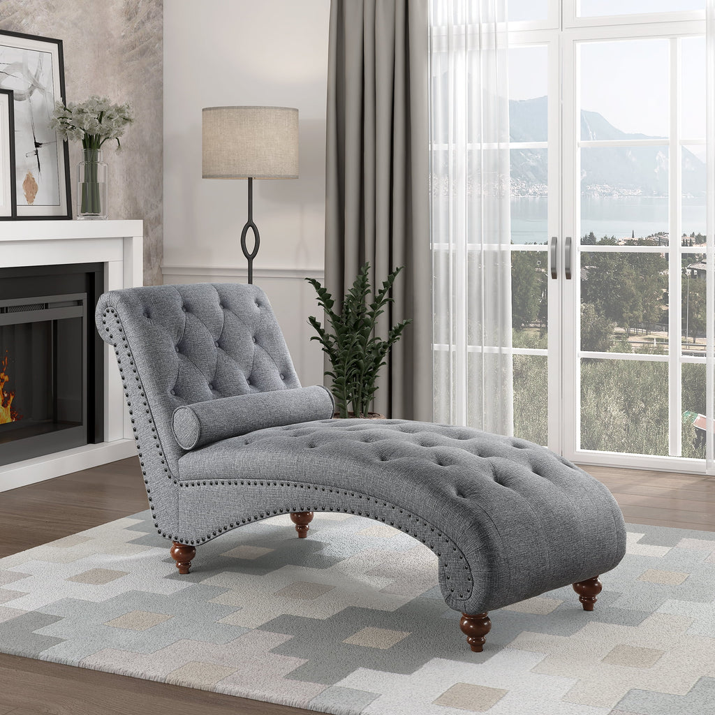 Gray Microfiber Tufted Chaise Lounge M6956