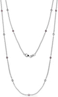Petite Rhodolite Garnet and Diamond 13 Stations Necklace in 14K White Gold Z382058