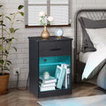 Black Wooden Nightstand with Drawer Q89837