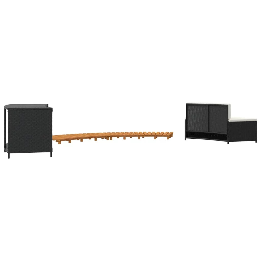 Black Poly Rattan and Solid Wood Acacia Spa Surround M764