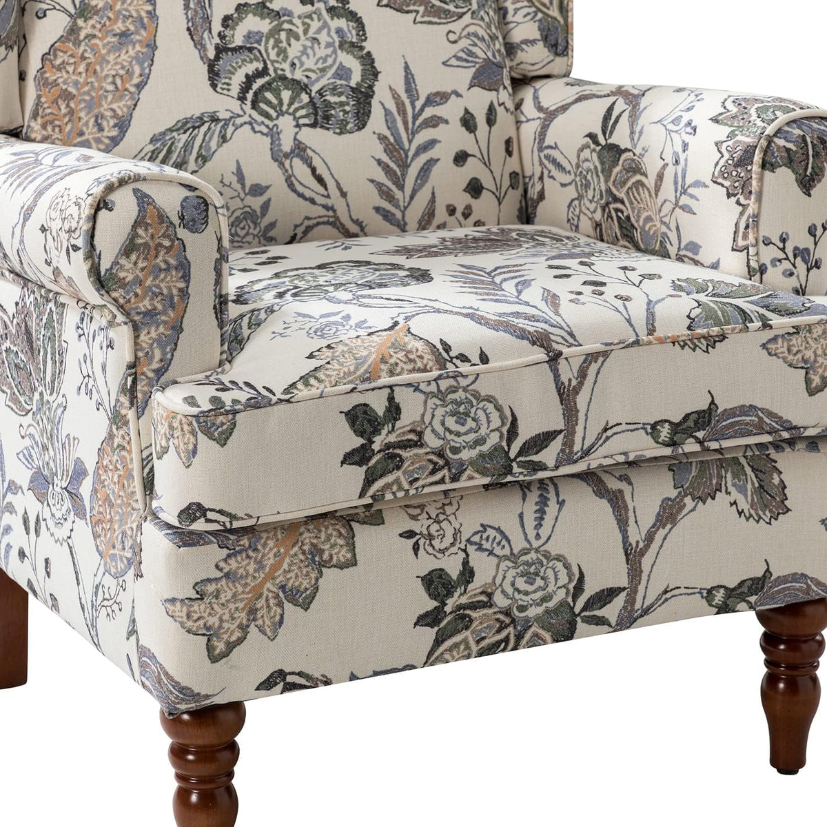 Green Wingback Accent Chair with Wood Legs T2180