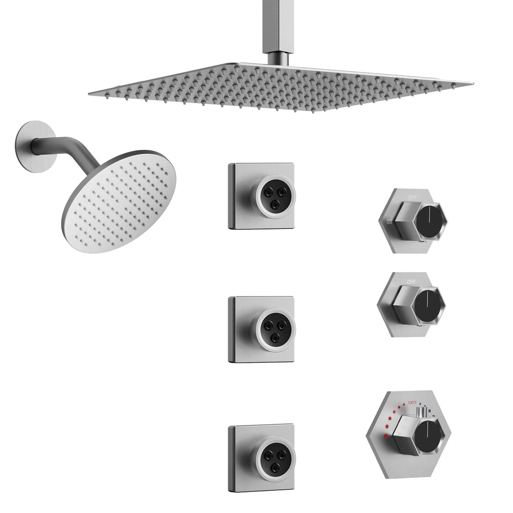 Brushed Nickel Thermostatic Shower Faucet Set N104