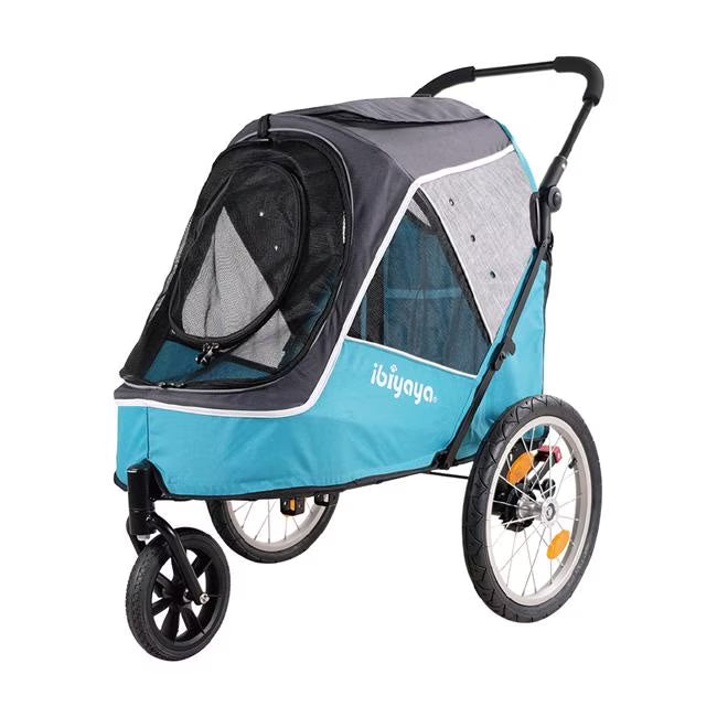 Ocean Blue Foldable 3-Wheel Pet Stroller-Trailer Combo T22179