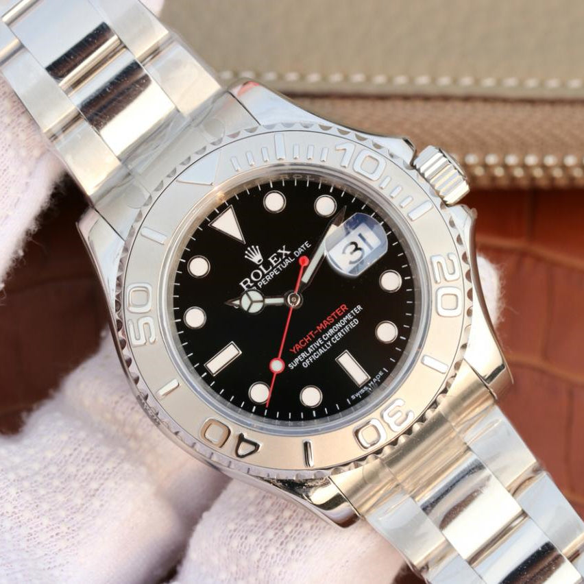 Pure Silver Black & White Dial Stainless Steel 40mm Y9754