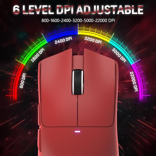 59g Superlight Wireless Gaming Mouse with Grip Tape, RGB Charging Dock, 22000 DPI, 5 Programmable Buttons (Black) R91178