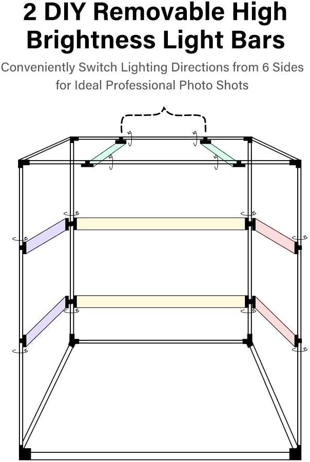 Portable Foldable 24 x 24 Inch Photo Studio Light Box Kit with LED Lights and 6 Color Backdrops F7043