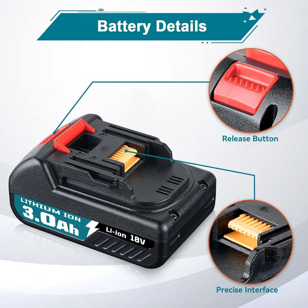 2Pack 3.0Ah Lithium Ion Battery for 18V Power Tools Z408763