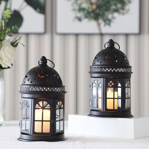 Set of 2 Black Metal Decorative Lanterns Z248479