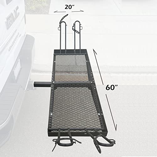 60 inch x 20 inch 500 lb. Capacity 2 in 1 Hitch Mount Cargo Carrier Rack and 2 Bike Rack S483034
