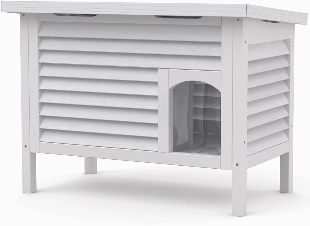 Outdoor Solid Wood Cat House with Waterproof Roof 31.9" Lx18.9 Wx23.6 H K5721
