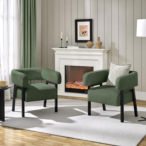 Beige Corduroy Accent Chair Set of 2 X984444