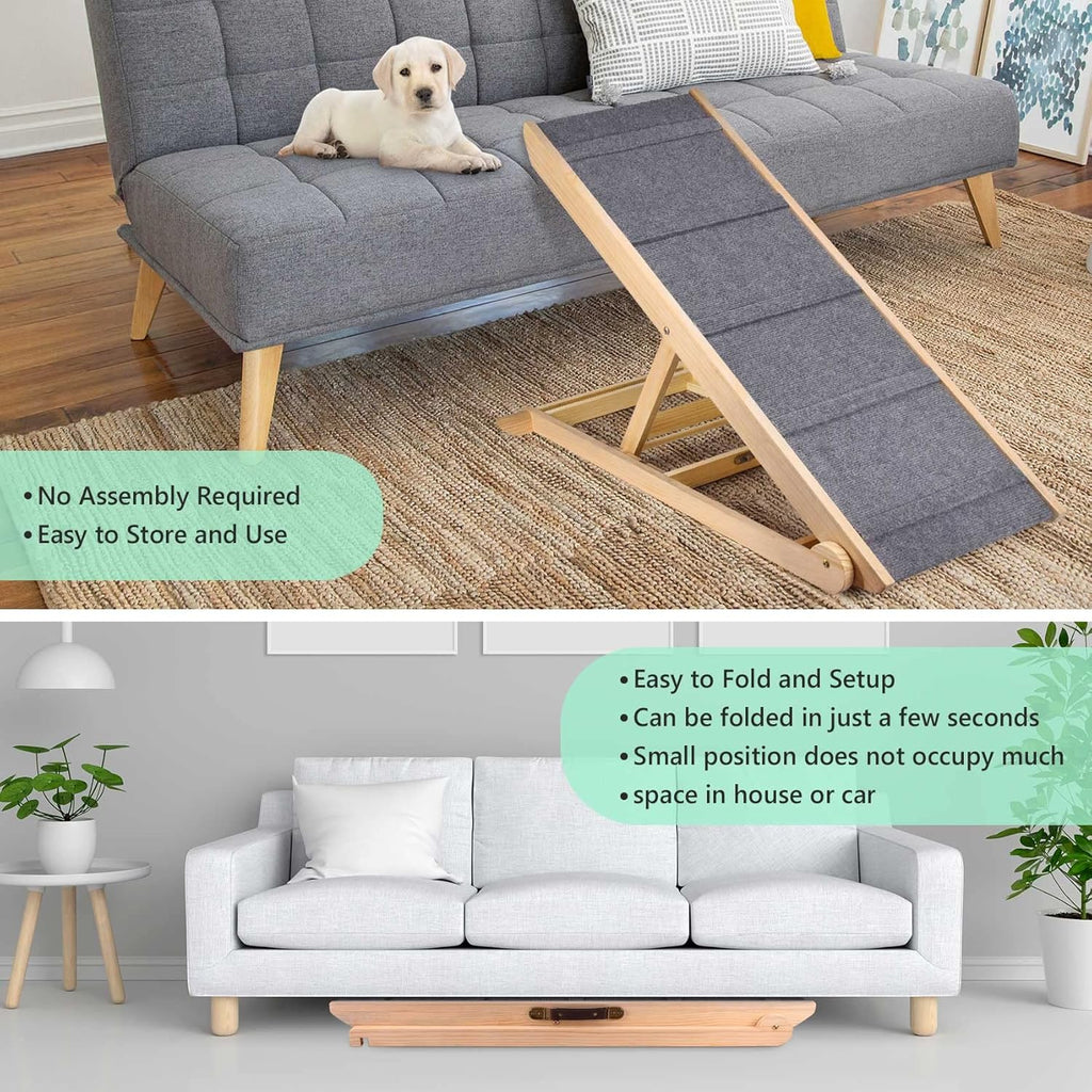 Wooden Adjustable Folding Dog Ramp for Bed Couch Car Z584996