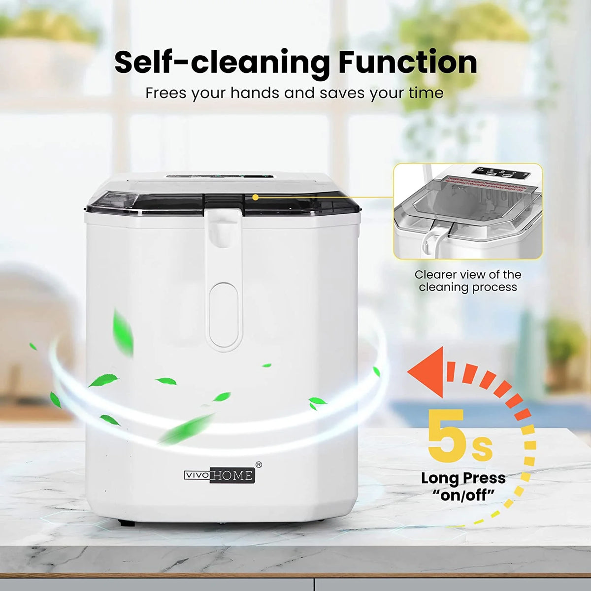 Portable Countertop Ice Maker with Handle, 26lbs/Day, White X1313