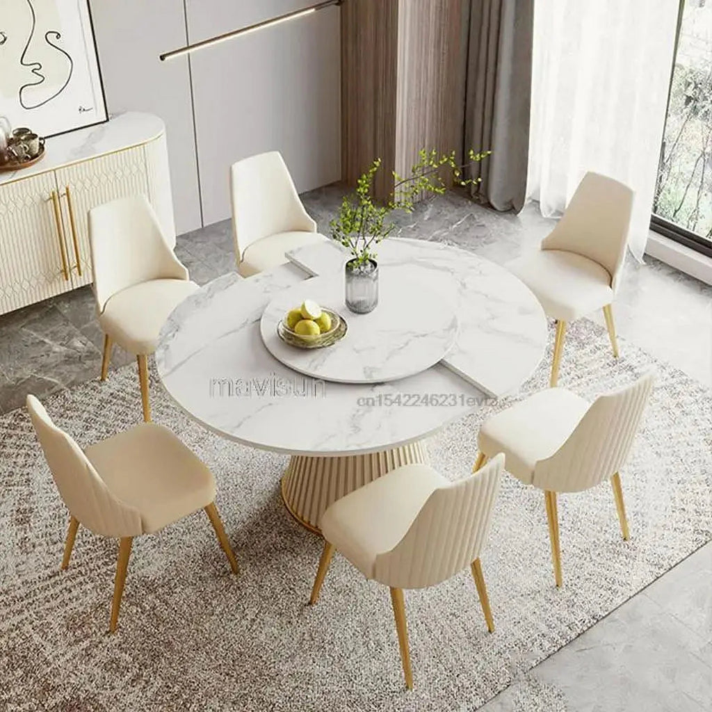 Round Marble Dining Table 6 Chairs R634