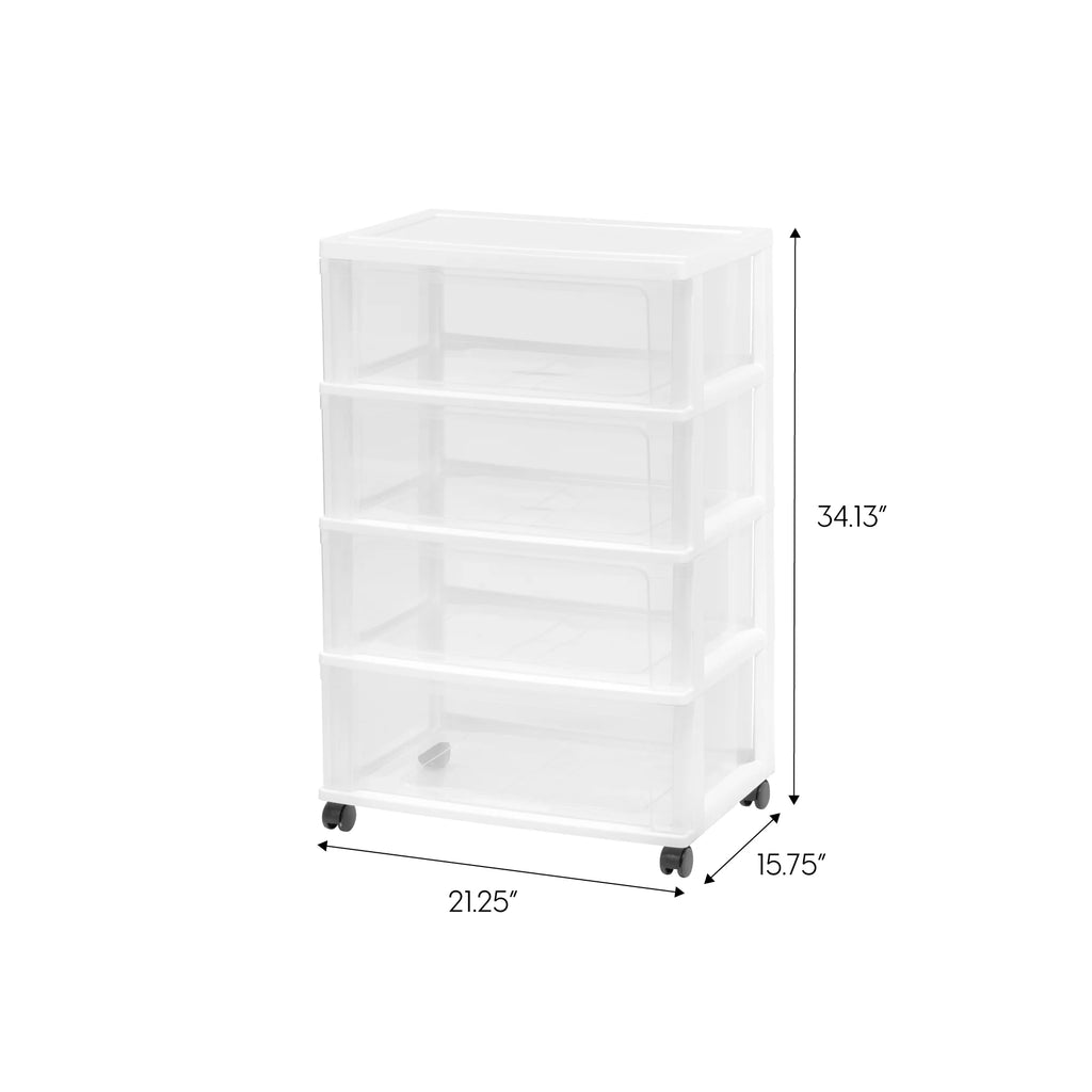 Black Plastic 3 Drawer Storage Cart with Wheels, Set of 2 K625