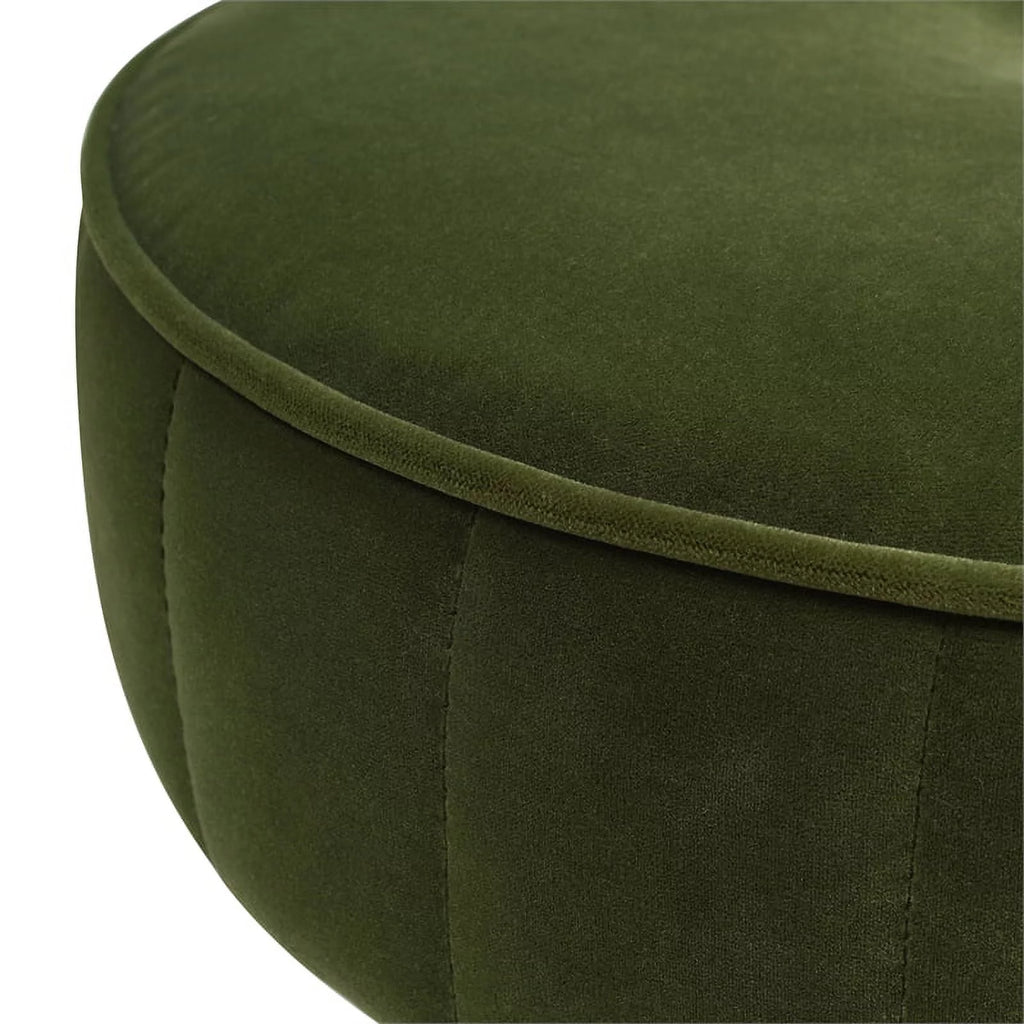 Olive Green Velvet Round Footstool Ottoman W844030