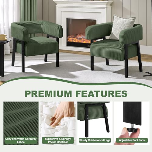 Beige Corduroy Accent Chair Set of 2 X984444
