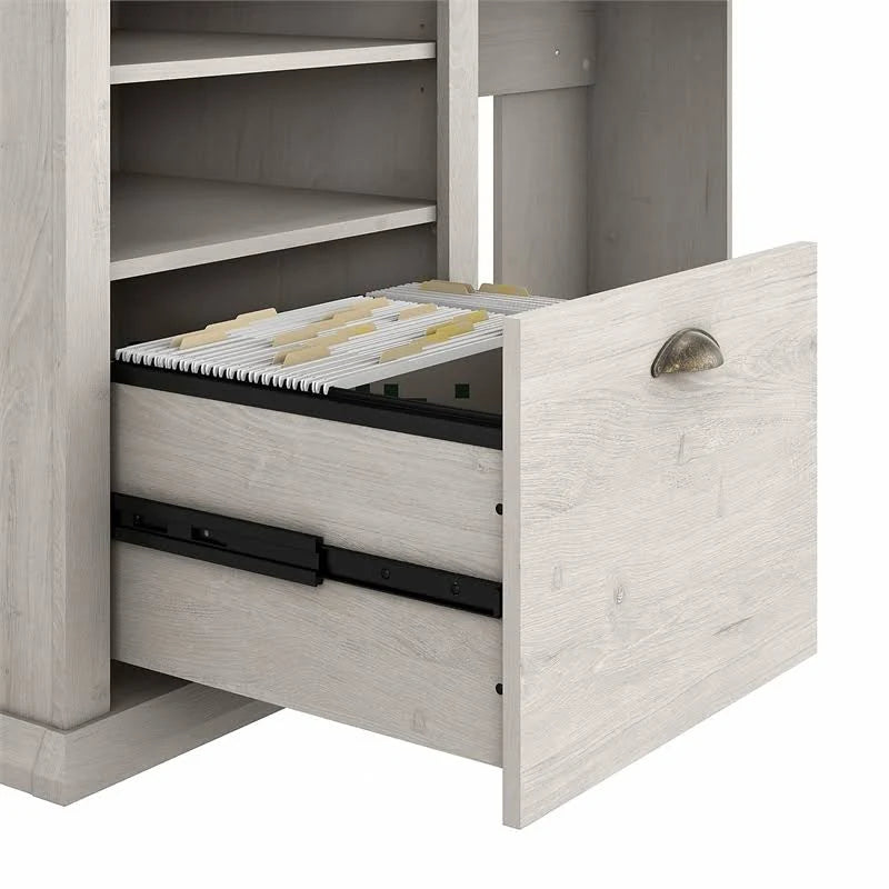 Linen White Oak Corner Desk with Storage O441527