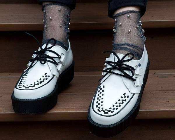 White Leather Creeper Shoes T68855