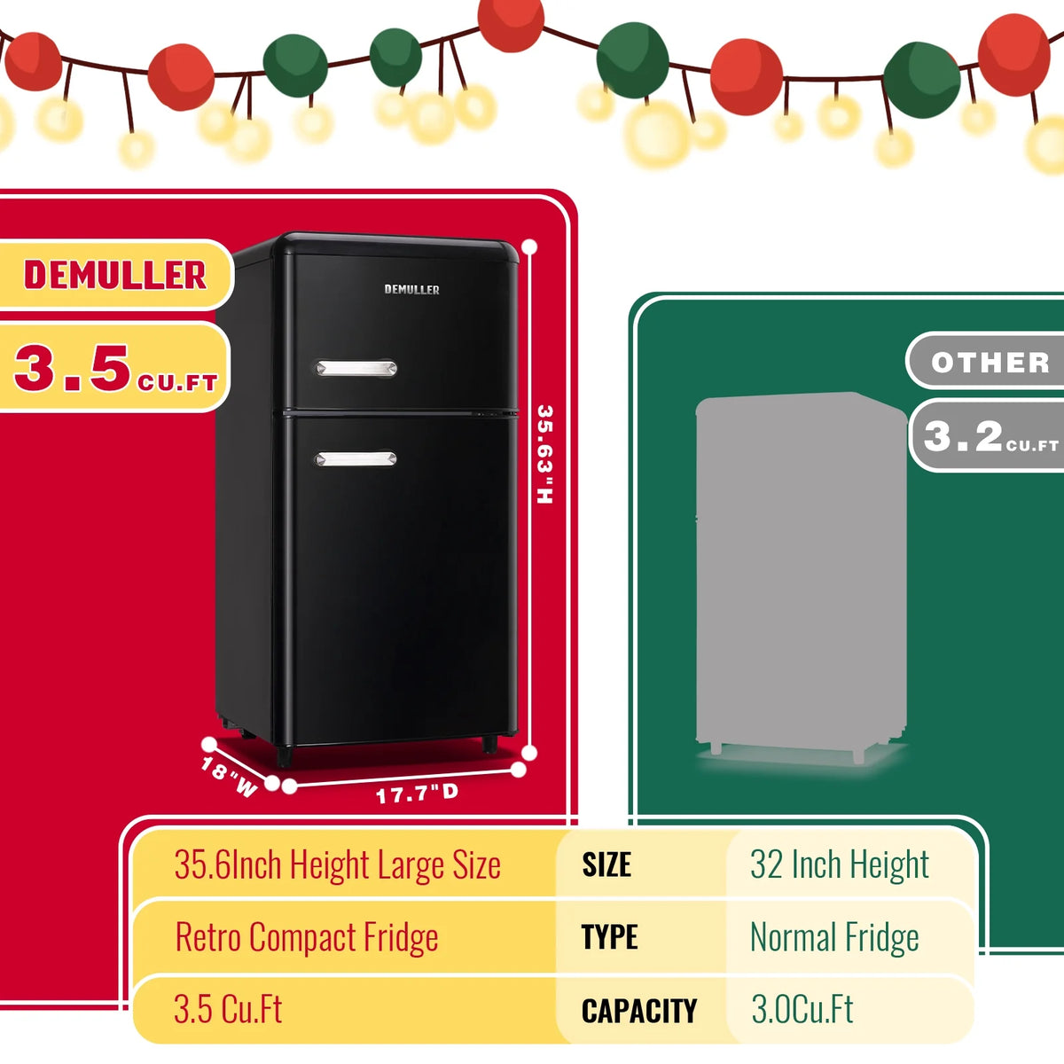 3.5 Cu.ft Dual Door Small Refrigerator with Freezer W55631