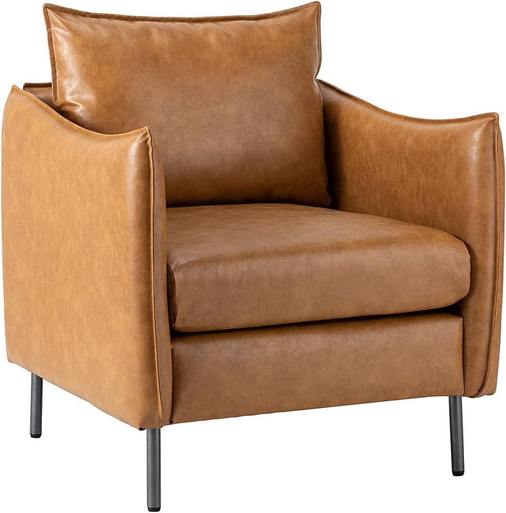Camel Faux Leather Armchair with Moveable Cushion T61500