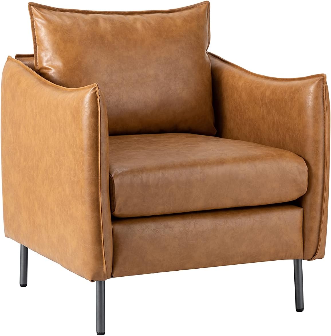 Camel Faux Leather Armchair with Moveable Cushion T61500