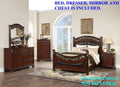 King Size 4p Bedroom Furniture Set Wooden Brown Q926674