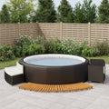 Black Poly Rattan and Solid Wood Acacia Spa Surround M764