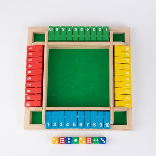 12 Inches 2-4 Player Wooden Shut The Box Dice Game with 8 Dices A1933