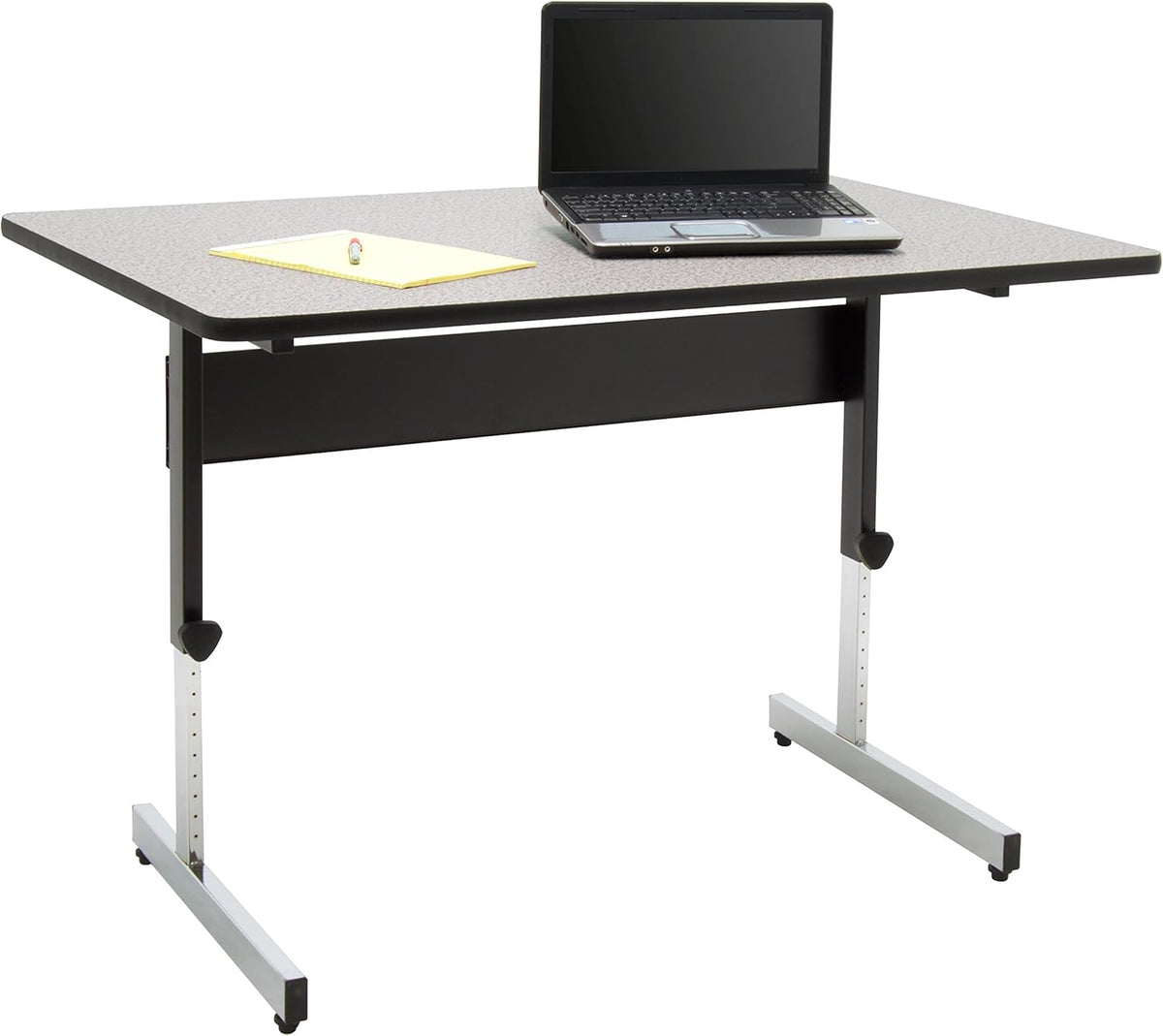 Height Adjustable Office Desk, 48 Inch, Black Frame, Grey Top S9904